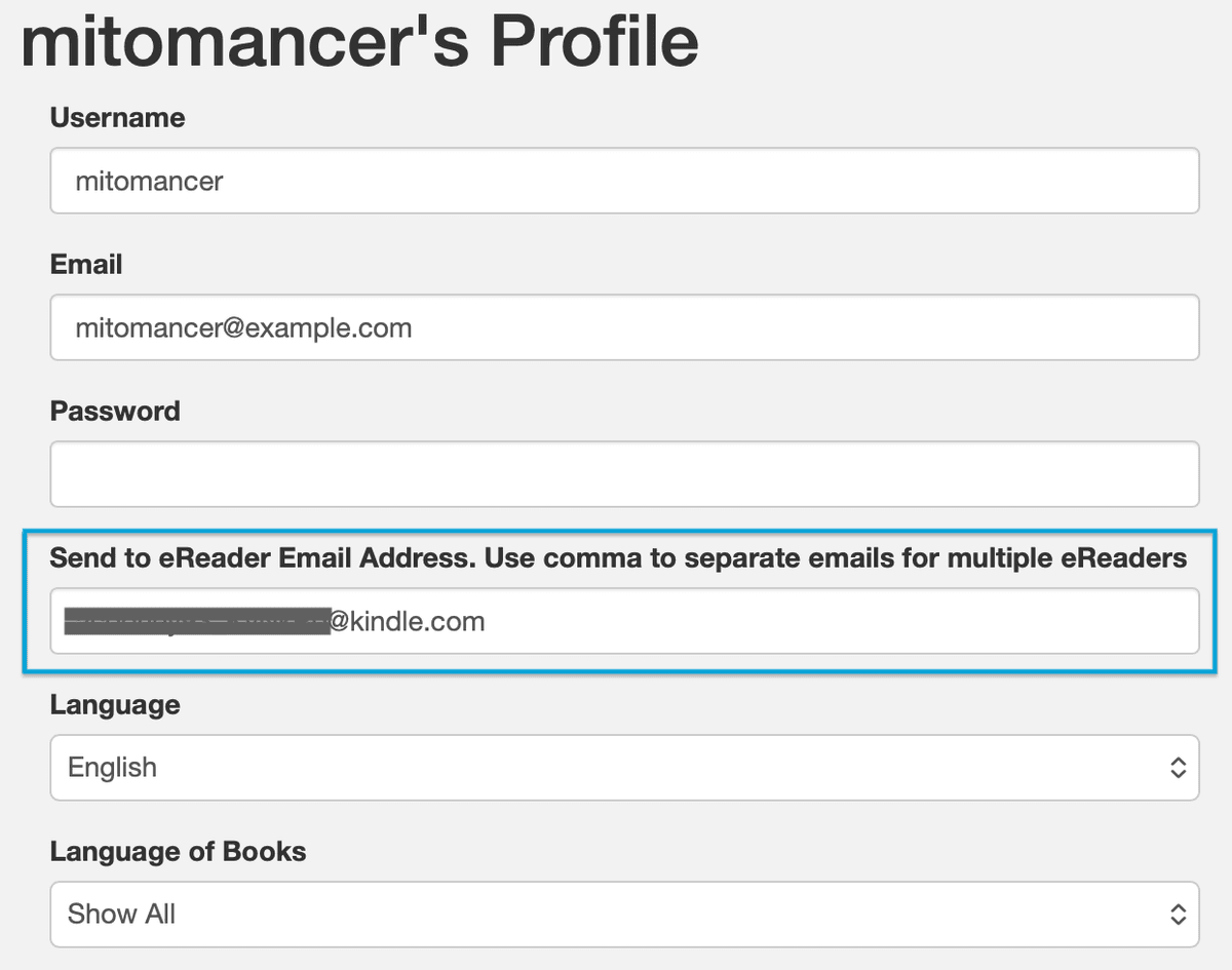 calibre web profile settings